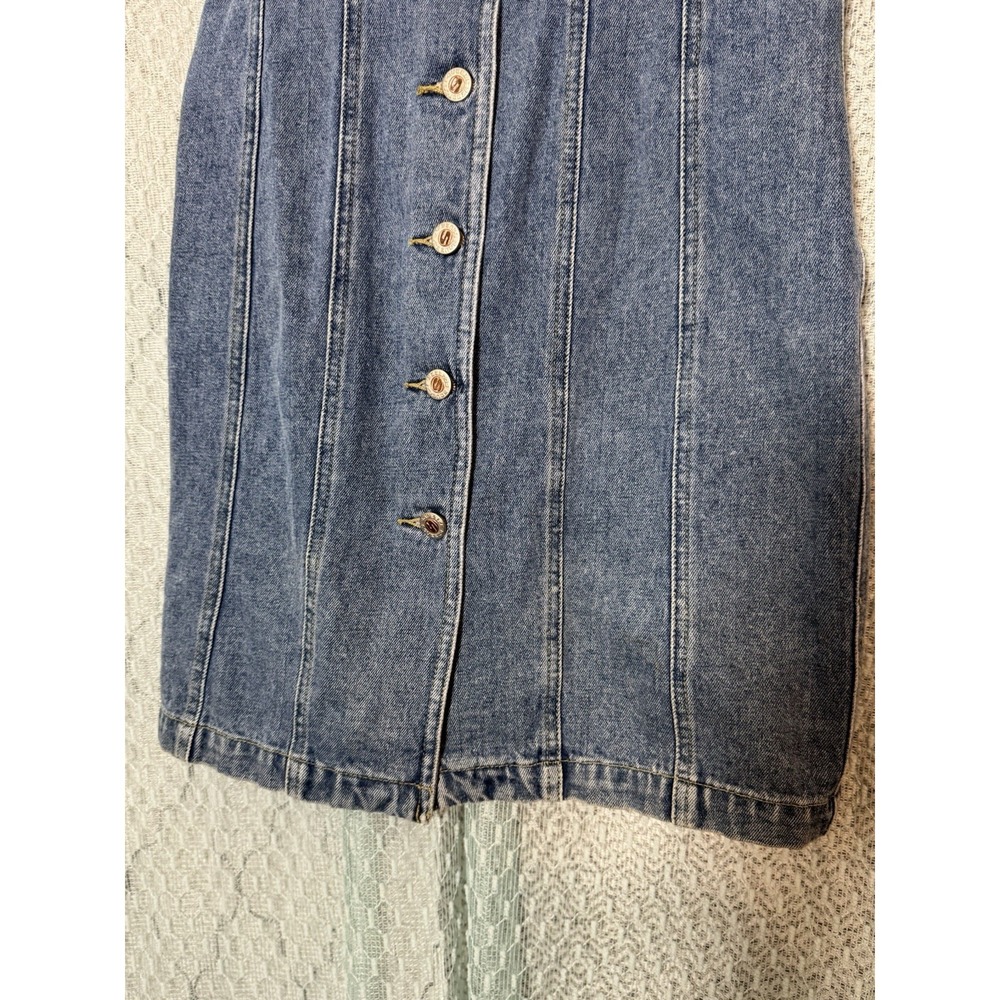 Squeeze Jeans Vintage Full Button Denim Dress Collared Sleeveless 90's Small - Picture 5 of 7